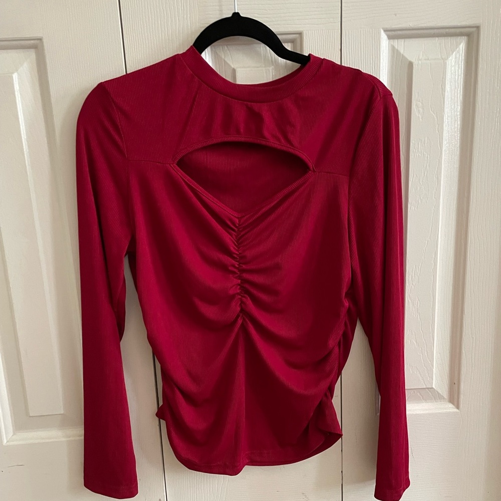 Cut out Burgundy long sleeve